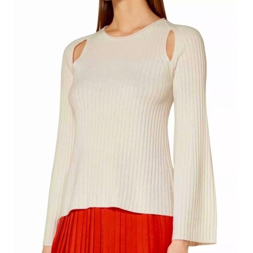 Vince 100% Cashmere Shoulder Cutout Sweater Ivory Size Small